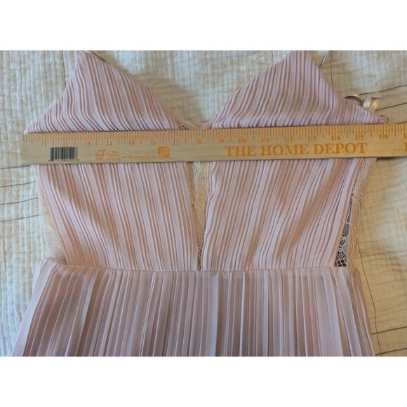 BCBGeneration Pink Lace Crinkle Pleated Chiffon Maxi Prom Formal Dress Gown Sz 6 - Picture 7 of 9